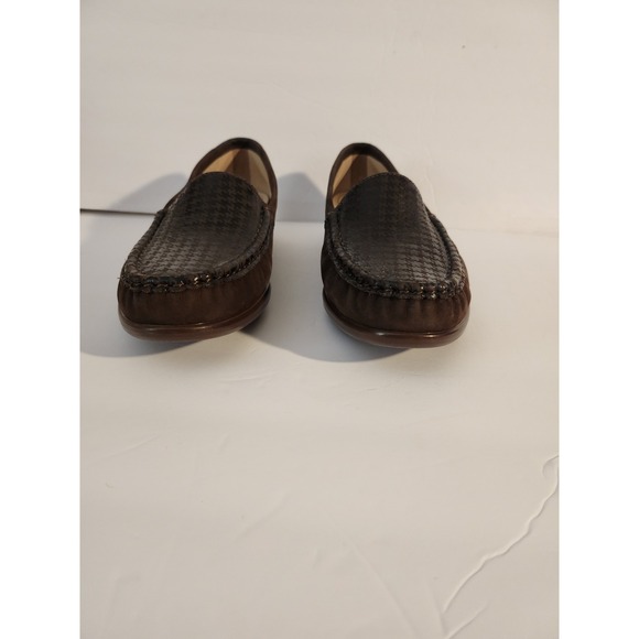 SAS Tripad Comfort Brown Suede Houndstooth Leather Moc Toe Loafers Womens 9.5 M - Picture 4 of 6